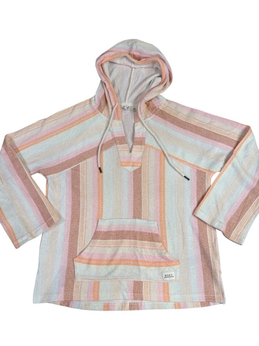 Roxy Womens M Striped Pullover Hoodie Cotton/Polyester Blend Shacket Shirt 90s